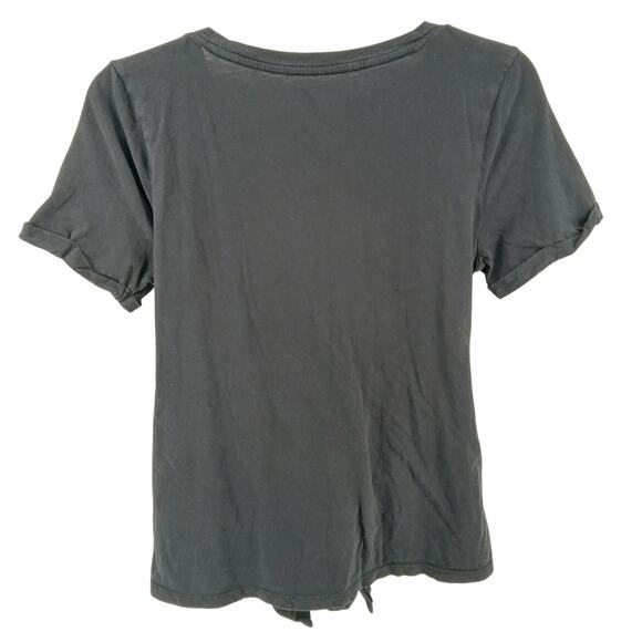 Anthropologie Black Rosamund Tie-Front Tee Womens MD Basic Casual Comfy Cotton - Picture 8 of 11